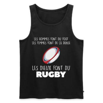 Rugby les dieux dans le stade - Débardeur bio Premium Homme - noir - Devant - AI Model Male 178 light (178cm)