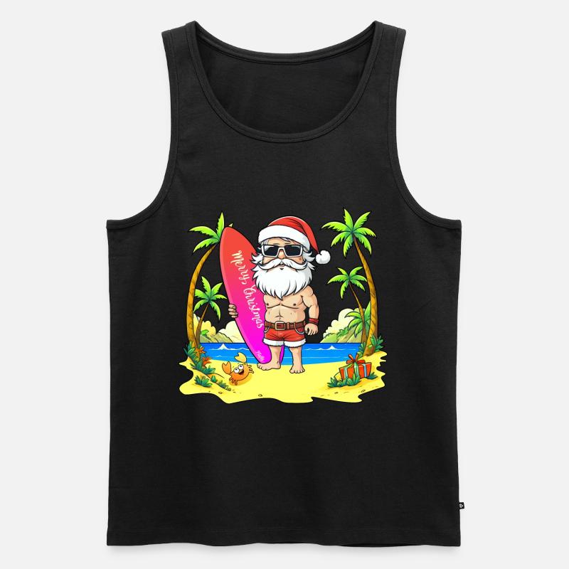 Weihnachtsmann-Surfer - 🎅 2 - Männer Premium Bio Tank Top - Schwarz
