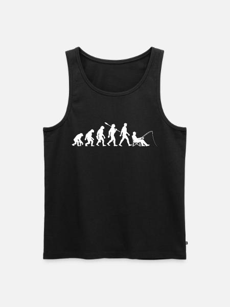 Evolution - Angler, Fishing Gift - Men's Premium Organic Tank Top - black