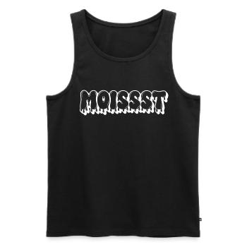 Feuchter tropfender Text - Männer Premium Bio Tank Top - Schwarz - Vorne - AI Model Male 178 light (178cm)