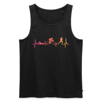 Triathlon Sunset Heartbeat Triathlet - Männer Premium Bio Tank Top - Schwarz - Vorne - Michal (187cm)