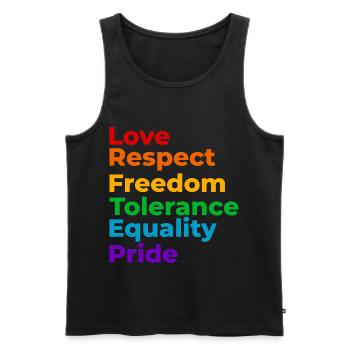 Love Respect Tolerance - Männer Premium Bio Tank Top - Schwarz - Vorne - Michal (187cm)