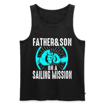 Father and son sailing boat sailor ship captain - Men's Premium Organic Tank Top - black - Front - Michal (187cm)