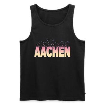 Aachen Germany City Font Birds Skyline - Men's Premium Organic Tank Top - black - Front - AI Model Male 178 light (178cm)