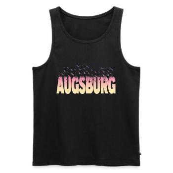 Augsburg Deutschland Stadt Schrift Vögel Skyline - Männer Premium Bio Tank Top - Schwarz - Vorne - Michal (187cm)