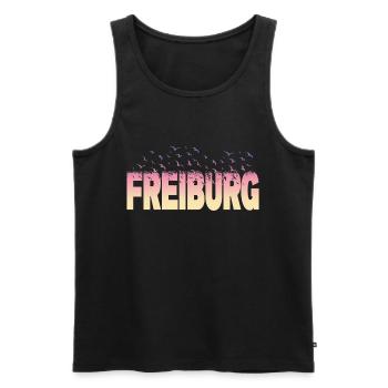 Freiburg Germany City Font Birds Skyline - Men's Premium Organic Tank Top - black - Front - AI Model Male 178 light (178cm)