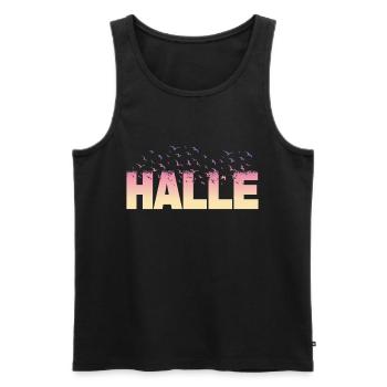 Hall Germany City Font Birds Skyline - Men's Premium Organic Tank Top - black - Front - Michal (187cm)