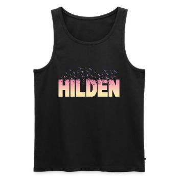 Hilden Germany City Font Birds Skyline - Men's Premium Organic Tank Top - black - Front - AI Model Male 178 light (178cm)