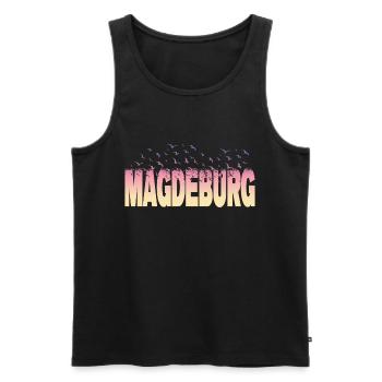 Magdeburg Deutschland Stadt Schrift Vögel Skyline - Männer Premium Bio Tank Top - Schwarz - Vorne - AI Model Male 178 light (178cm)