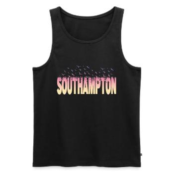 Southampton England UK City Font Birds Skyline - Men's Premium Organic Tank Top - black - Front - AI Model Male 178 light (178cm)