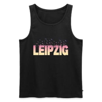 Leipzig Germany City Font Birds Skyline - Men's Premium Organic Tank Top - black - Front - Michal (187cm)