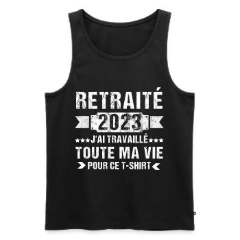 Retraité 2023 humour retraite cadeau pour retraité - Débardeur bio Premium Homme - noir - Devant - Michal (187cm)