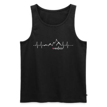Love Nature Mountains Heart Rate ECG - Graphic Design - Men's Premium Organic Tank Top - black - Front - AI Model Male 178 light (178cm)