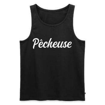 Pêcheuse Passionnée Pêche Eau Canne Poisson - Débardeur bio Premium Homme - noir - Devant - Michal (187cm)