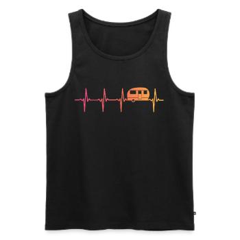 caravane sunset battement de coeur camping caravan - Débardeur bio Premium Homme - noir - Devant - Michal (187cm)