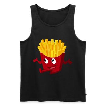 Pommes Gesicht Geschenk - Männer Premium Bio Tank Top - Schwarz - Vorne - Michal (187cm)