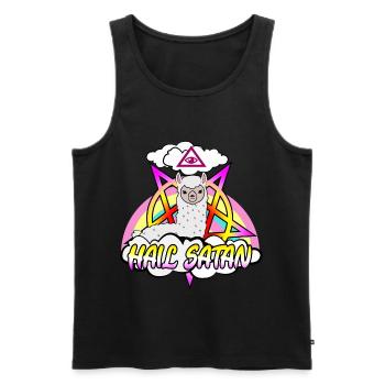 hail satan mit dem lama alpaka teufel stern auge - Männer Premium Bio Tank Top - Schwarz - Vorne - AI Model Male 178 light (178cm)