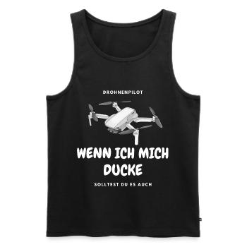 Drohnenpilot lässt Drohne hoch in Himmel fliegen - Männer Premium Bio Tank Top - Schwarz - Vorne - Michal (187cm)
