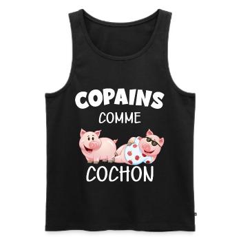 Copains comme cochon citaiton mon meilleur pote - Débardeur bio Premium Homme - noir - Devant - AI Model Male 178 light (178cm)
