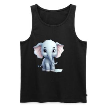 Bébé éléphant mignon - Débardeur bio Premium Homme - noir - Devant - AI Model Male 178 light (178cm)