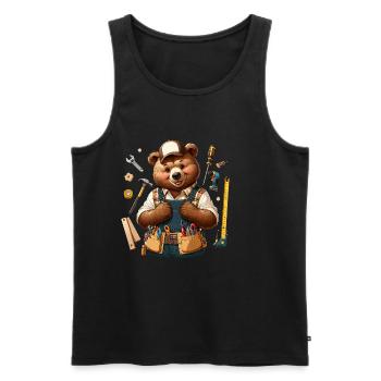 Cute Bear Craftsman - Männer Premium Bio Tank Top - Schwarz - Vorne - AI Model Male 178 light (178cm)