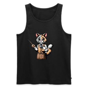 Cute Cat Teacher - Men's Premium Organic Tank Top - black - Front - AI Model Male 178 light (178cm)