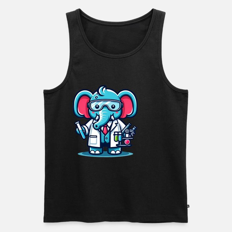 Cute Elephant Scientist - Männer Premium Bio Tank Top - Schwarz
