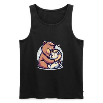 Cuddling Bear And Lion In Love - Men's Premium Organic Tank Top - black - Front - Michal (187cm)