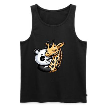 Panda Câlin Et Girafe Amoureuse - Débardeur bio Premium Homme - noir - Devant - Michal (187cm)