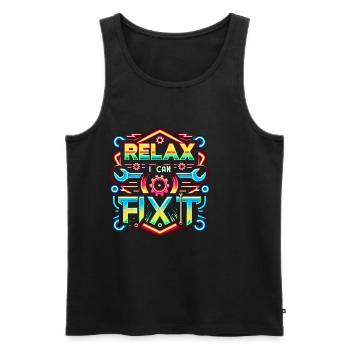 Relax I Can Fix It 32 - Men's Premium Organic Tank Top - black - Front - Michal (187cm)