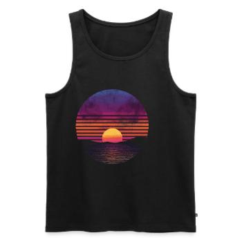 Rétro coucher de soleil extérieur océan des années 80 Vintage - Débardeur bio Premium Homme - noir - Devant - Michal (187cm)