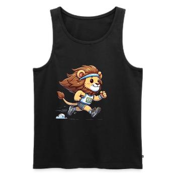 Cute Marathon Runner Lion - Männer Premium Bio Tank Top - Schwarz - Vorne - AI Model Male 178 light (178cm)