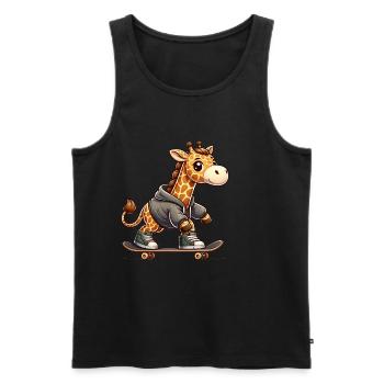 Cute Skater Giraffe - Men's Premium Organic Tank Top - black - Front - Michal (187cm)