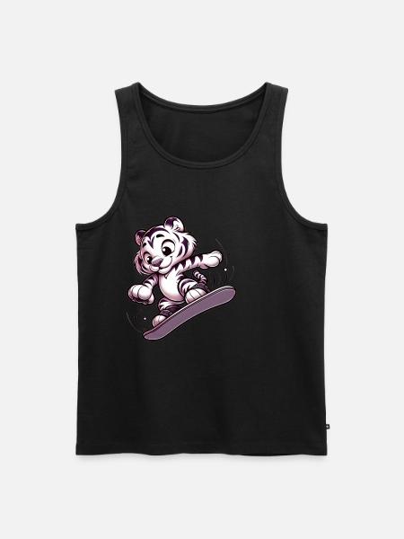 Cute Snowboarder Tiger - Men's Premium Organic Tank Top - black