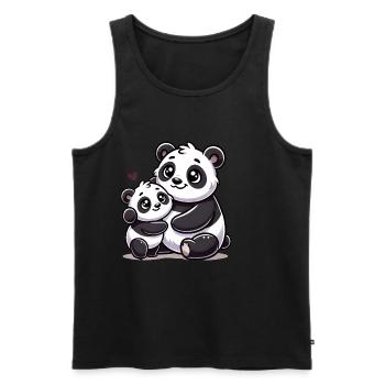 Parent panda aimant avec enfant - Débardeur bio Premium Homme - noir - Devant - Michal (187cm)