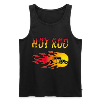 Vintage Race Car and Flames - Men's Premium Organic Tank Top - black - Front - AI Model Male 178 light (178cm)