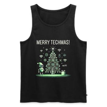 Fröhliche Techmas - Roboter und Schaltkreis-Weihna - Männer Premium Bio Tank Top - Schwarz - Vorne - AI Model Male 178 light (178cm)