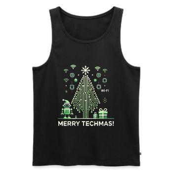 Fröhliche Techmas - Roboter und Schaltkreis-Weihna - Männer Premium Bio Tank Top - Schwarz - Vorne - AI Model Male 178 light (178cm)