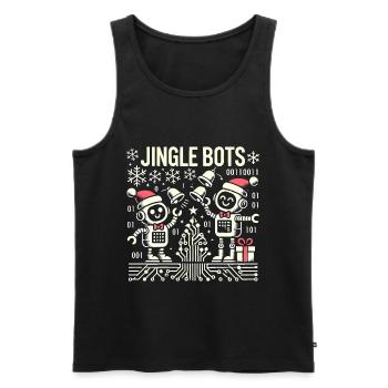 Jingle Bots - Christmas Robots with Binary Code - Men's Premium Organic Tank Top - black - Front - Michal (187cm)