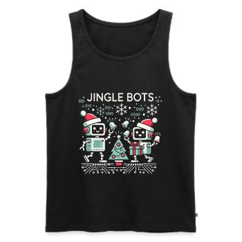 Jingle Bots - Christmas Robots with Binary Code - Men's Premium Organic Tank Top - black - Front - Michal (187cm)
