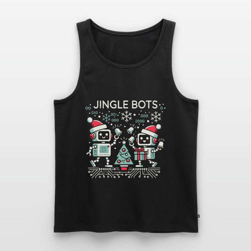 Jingle Bots - Christmas Robots with Binary Code Men's Premium Organic Tank Top