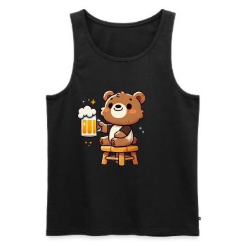 Cute Bear Drinking Beer 3 - Männer Premium Bio Tank Top - Schwarz - Vorne - Michal (187cm)