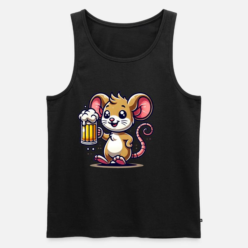 Cute Mouse Drinking Beer - Männer Premium Bio Tank Top - Schwarz