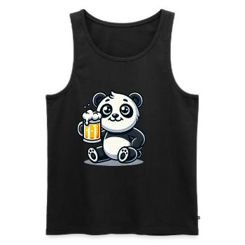 Cute Panda Drinking Beer - Männer Premium Bio Tank Top - Schwarz - Vorne - Michal (187cm)