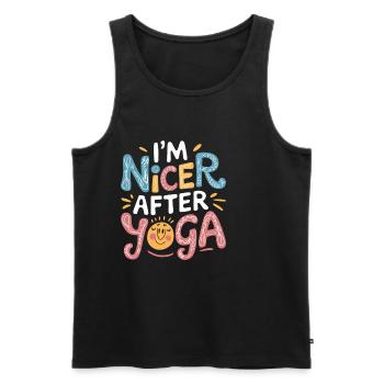 I'm Nicer After Yoga 12 - Männer Premium Bio Tank Top - Schwarz - Vorne - Michal (187cm)