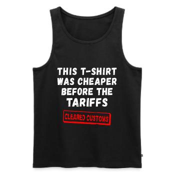 Ce T-shirt était moins cher avant les tarifs douaniers - Débardeur bio Premium Homme - noir - Devant - AI Model Male 178 light (178cm)