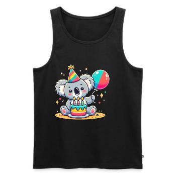 Koala Kid Celebrating Birthday - Männer Premium Bio Tank Top - Schwarz - Vorne - Michal (187cm)