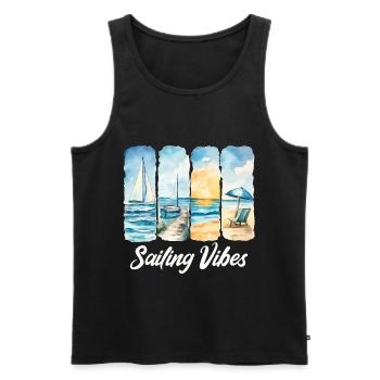 Sailing Vibes – Feel the Ocean - Men's Premium Organic Tank Top - black - Front - AI Model Male 178 light (178cm)