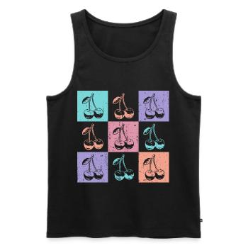 Cherries Colorful Summer - Men's Premium Organic Tank Top - black - Front - AI Model Male 178 light (178cm)