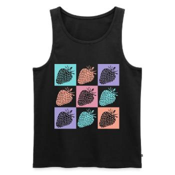 Erdbeeren Bunte Sommerfarben - Männer Premium Bio Tank Top - Schwarz - Vorne - AI Model Male 178 light (178cm)